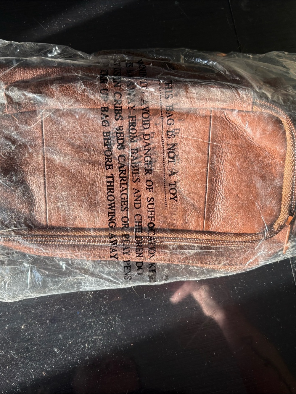 Tan Leather Zip Travel Belt Bag